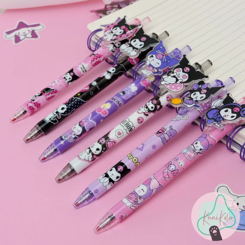 Esfero/lapicero retractil de Kuromi con pin decorativo mina de 0.7mm