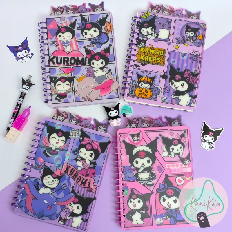 Libreta/cuaderno rayado y argollado de kuromi con separadores 01