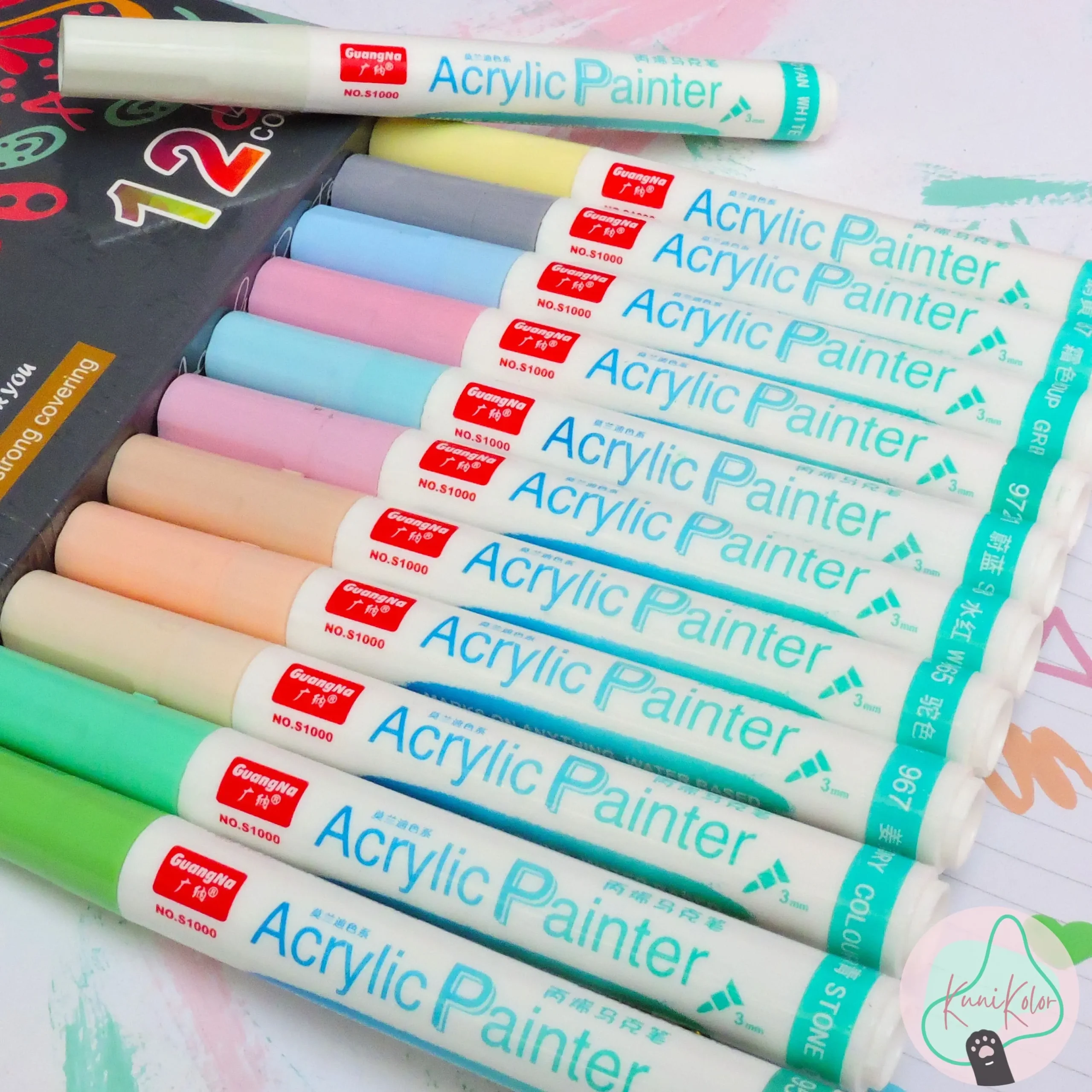 Marcadores acrilicos colores pastel grandes con punta redonda por 12