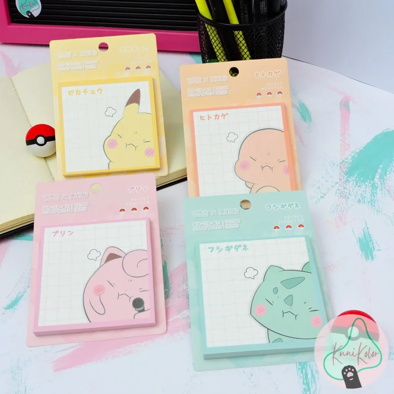 Post it o notas adhesivas de pokemon 4 modelos diferentes pikachu, charmander, jigglypuff, bulbasaur 01