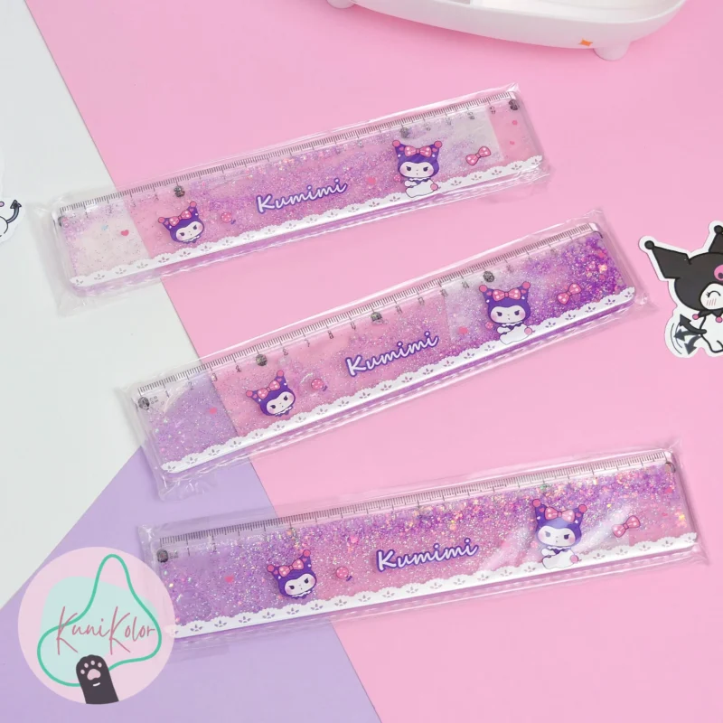 Regla de kuromi kawaii con agua escarchada de 15 cm 01