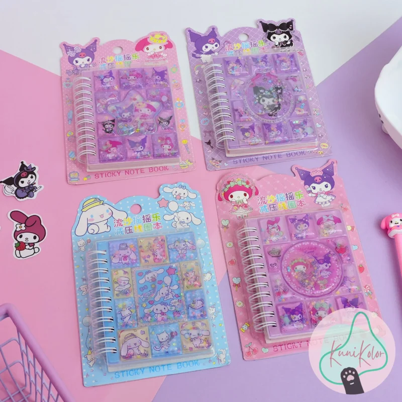 Mini libreta con hojas decoradas de sanrio y portada de agua escarchada kawaii 01