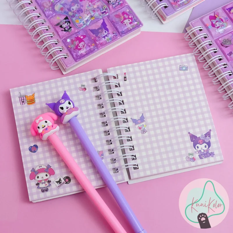 Mini libreta con hojas decoradas de sanrio y portada de agua escarchada kawaii 04