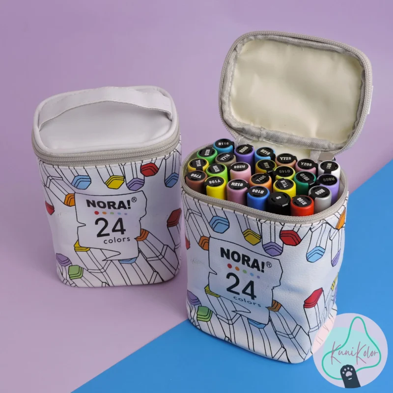 Maleta de marcadores acrílicos grandes con 24 colores punta redonda 3mm, sirven para escribir en diferentes superficies como vidrio, papel, cartón, piedra, etc.