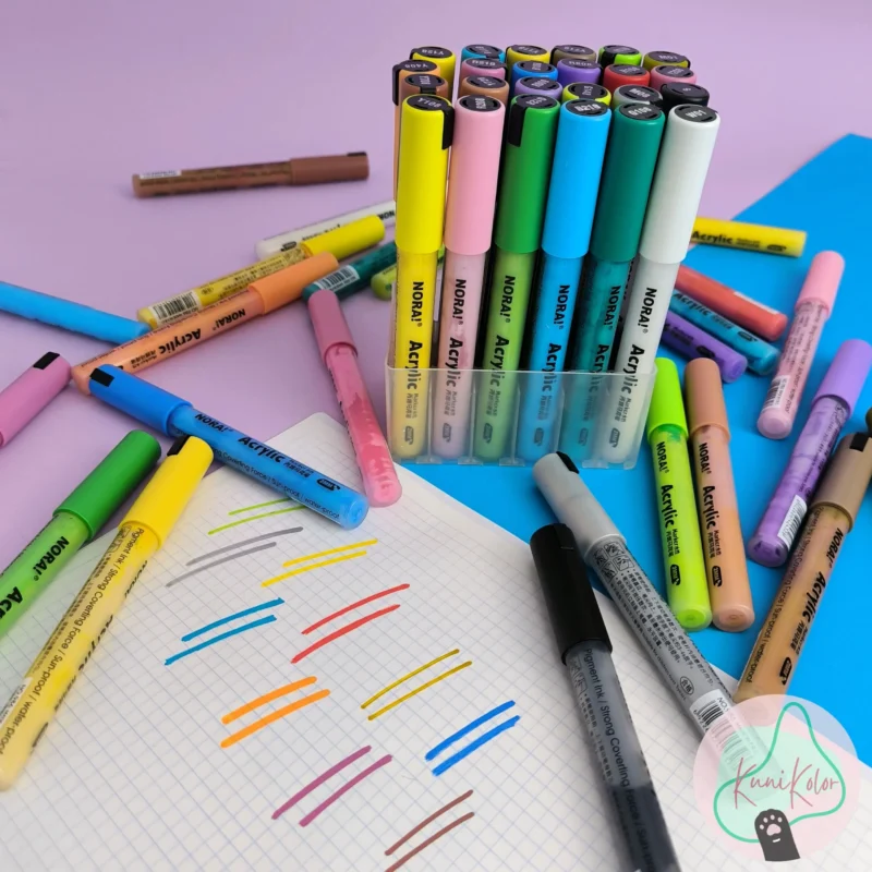 Maleta de marcadores acrílicos grandes con 24 colores punta redonda 3mm, sirven para escribir en diferentes superficies como vidrio, papel, cartón, piedra, etc.