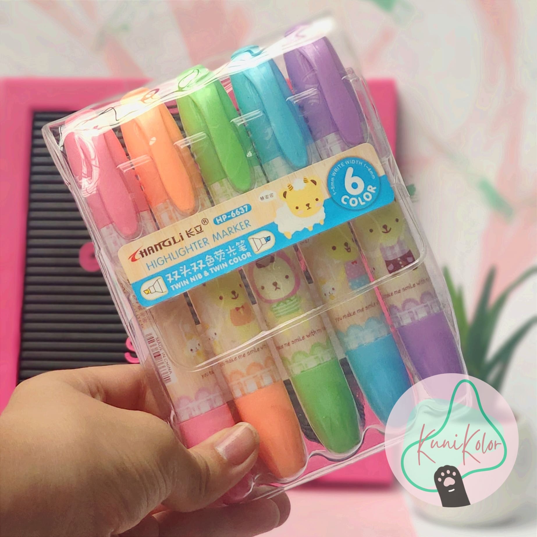 Resaltadores ositos con olor 1 Resaltadores gruesos osito kawaii doble punta con olor kunikolor kawaii 5 Resaltadores ositos con olor