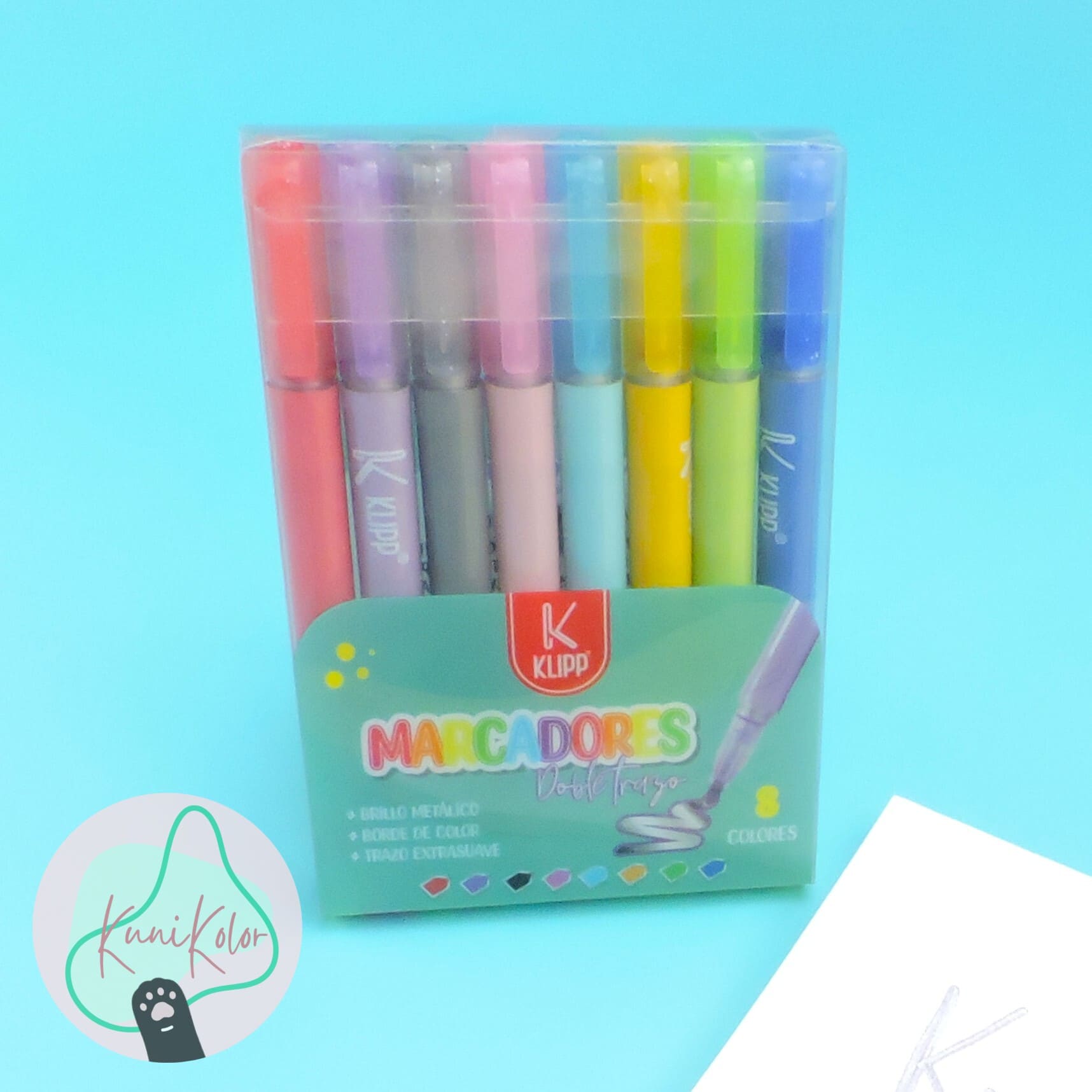 Marcadores doble trazo klipp x8 1 Marcadores doble trazo x8 Klipp metalizados kunikolor 08 Marcadores doble trazo klipp x8
