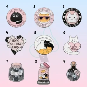 Papelería kawaii Kunikolor 39 Pines metalicos gatos kunikolor 01 Pin metálico Gatos