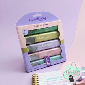 Resaltadores pastel glitter x5