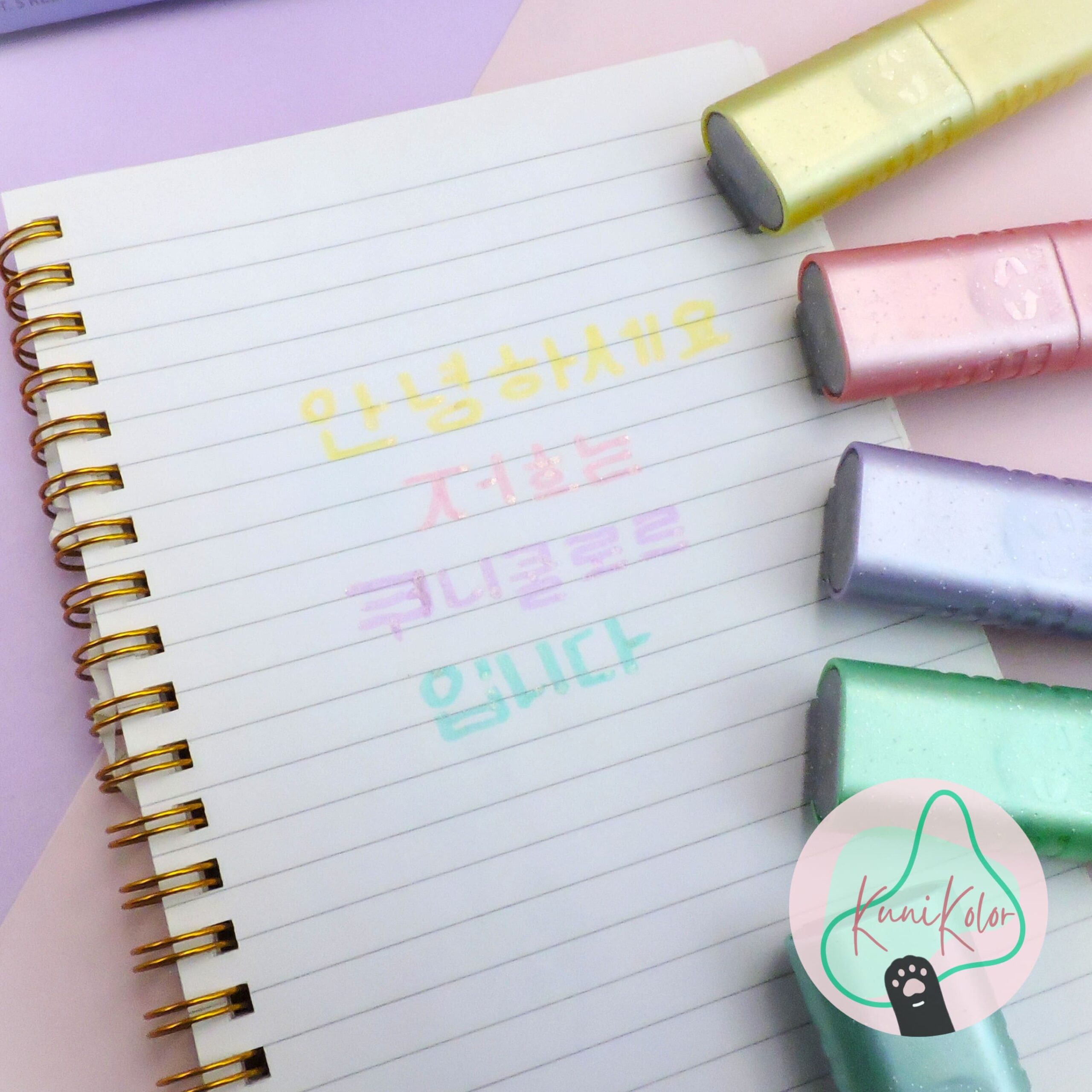 Resaltadores pastel glitter x5 3 Resaltadores pastel con glitter Klipp cinco 5 colores kunikolor 04 scaled Resaltadores pastel glitter x5 - Image 3