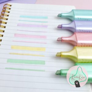 Resaltadores pastel glitter x5