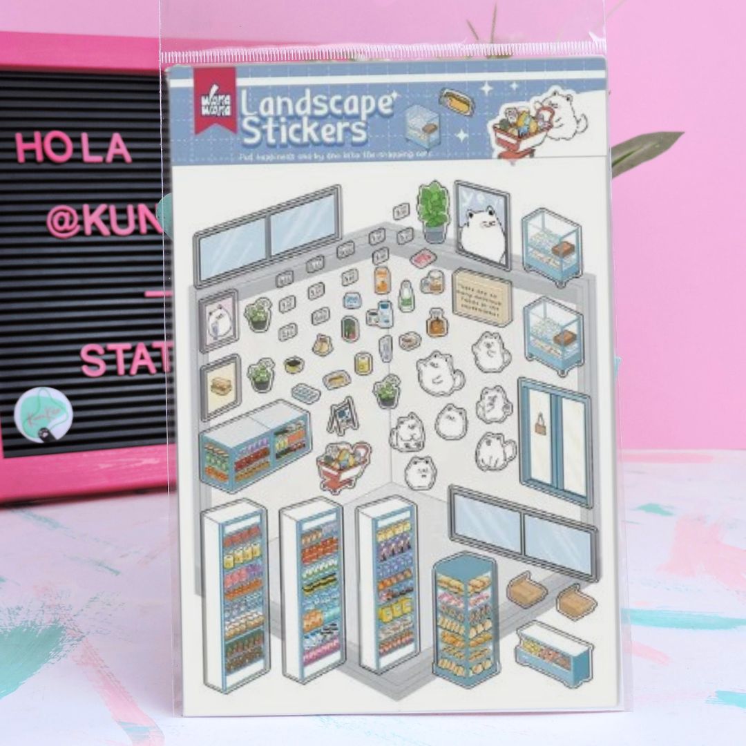 Set stickers 3d escenario animalitos kawaii 2 stickers tiernos landscape stickers gato blanco kunikolor 04 Set stickers 3d escenario animalitos kawaii - Image 2