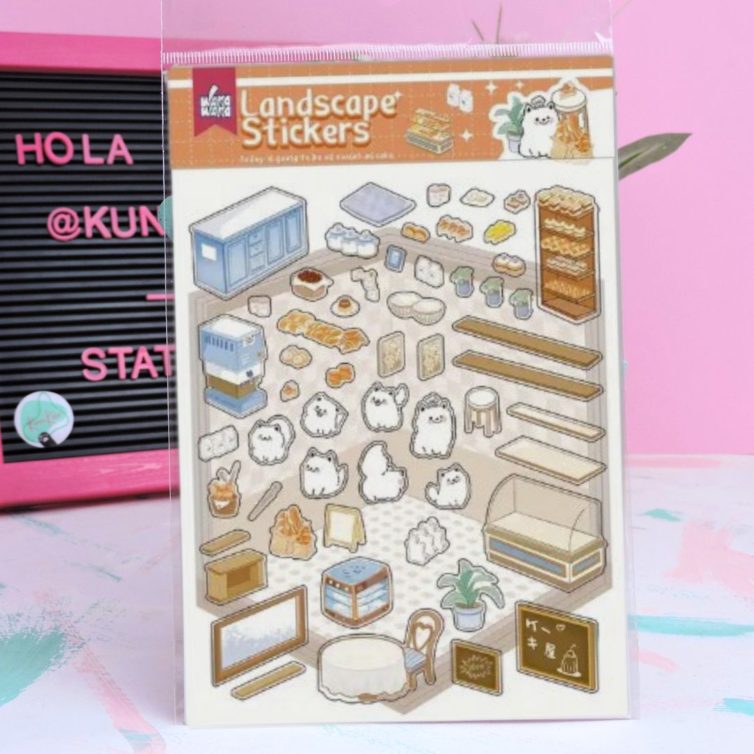 Set stickers 3d escenario animalitos kawaii 3 stickers tiernos landscape stickers gato blanco kunikolor 05 Set stickers 3d escenario animalitos kawaii - Image 3