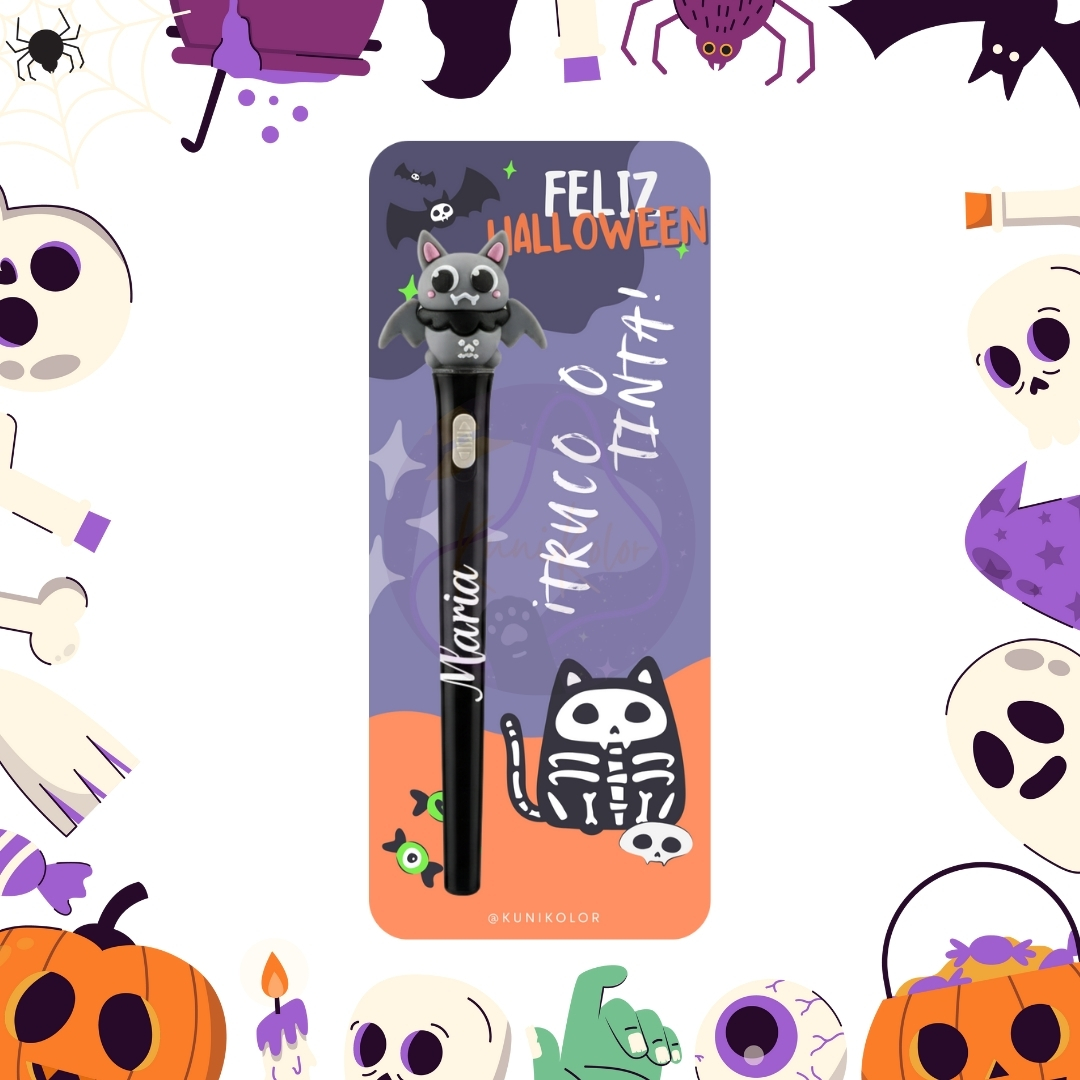 Kit esfero Halloween con dulces 3 Esfero lapicero luz halloween kawaii con empaque personalizado 03 1 Kit esfero Halloween con dulces - Image 3