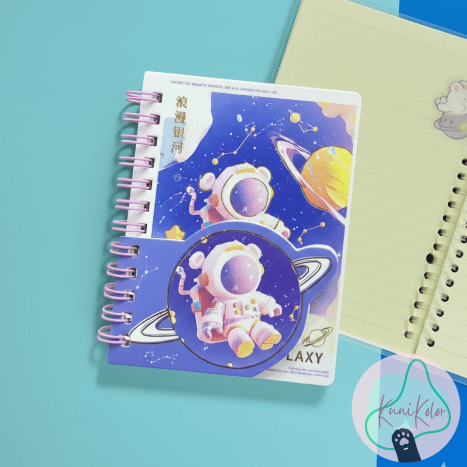 Agenda mini argollada Galaxy Astronauta 1 Agendo mini argollada astronauta galaxy kunikolor 04 Agenda mini kawaii de astronauta con 65 hojas rayadas y diseño Galaxy Kunikolor