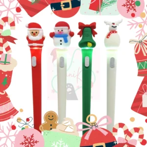 Papelería kawaii Kunikolor 25 Esfero lapicero con luz navideno mina negra kawaii 02 kunikolor Esfero navideño con luz