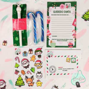 Papelería kawaii Kunikolor 30 Kit navidad carta a santa esfero con luz personalizable hoja para carta sobre stickers dulces Navidenos kunikolor kawaii 01 Kit Carta a santa