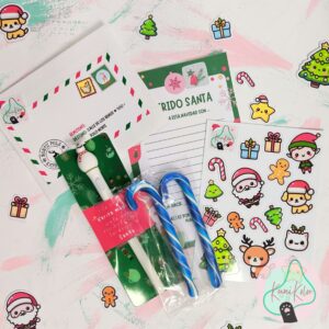 Papelería kawaii Kunikolor 29 Kit navidad carta a santa esfero con luz personalizable hoja para carta sobre stickers dulces Navidenos kunikolor kawaii 07 Kit Carta a santa