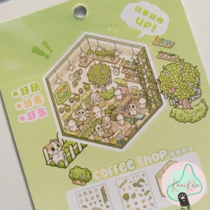 Papelería kawaii Kunikolor 34 Set stickers escenario 3D animales sweet shop kunikolor kawaii gato 06 1 Set stickers escenario sweet shop 3D kawaii