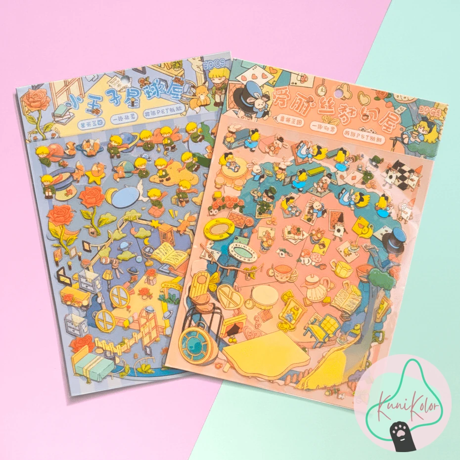 Set Stickers Escenario 3D Cuentos Mágicos Grande 1 Set stickers escenario 3D kawaii el principito alicia pais de las maravillas kunikolor 01 2 Set Stickers Escenario 3D Cuentos Mágicos Grande