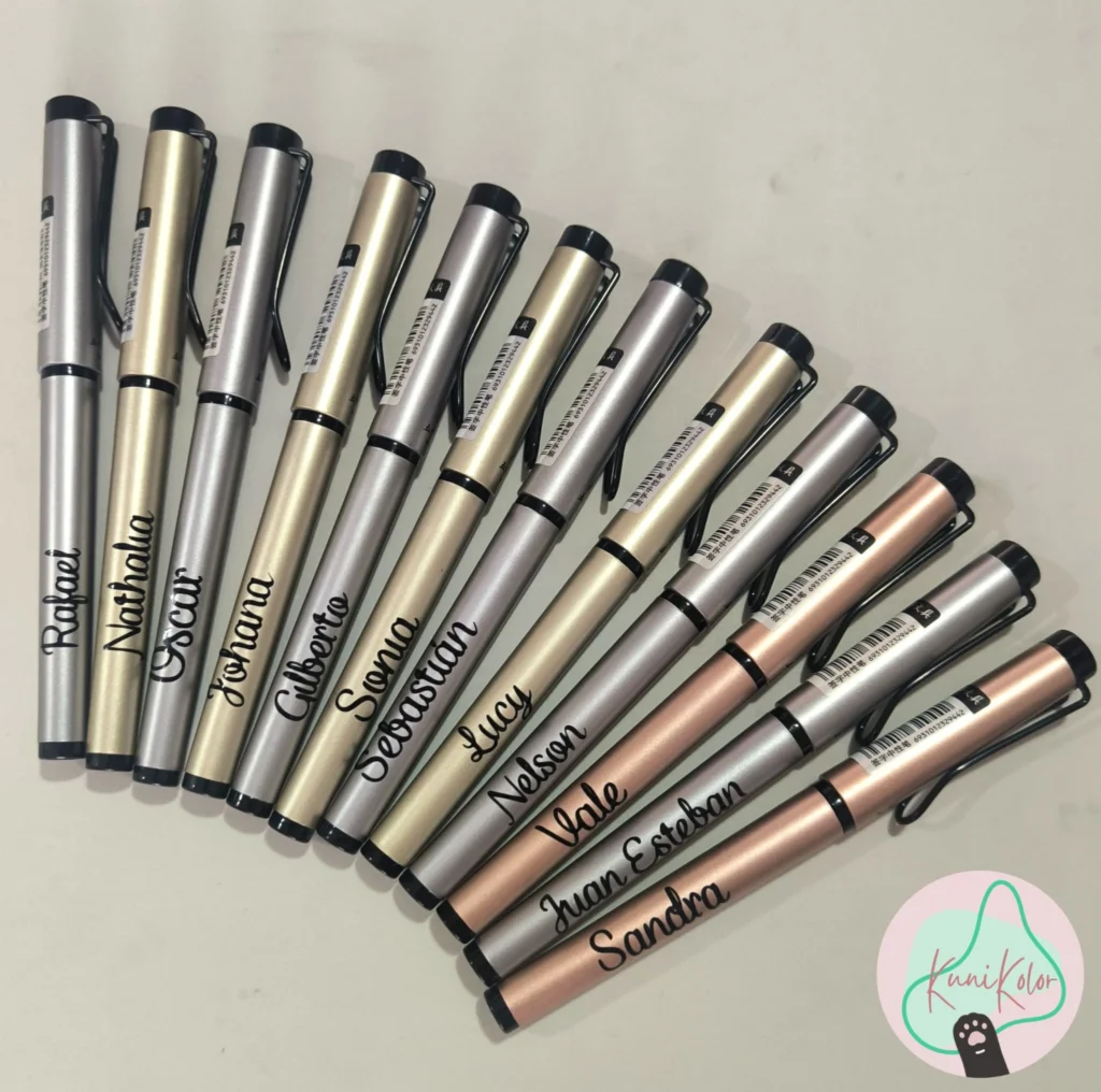 esfero lapicero tipo lamy metalizado dorado plateado oro rosa mina de tinta negra 1mm personalizado kunikolor 01